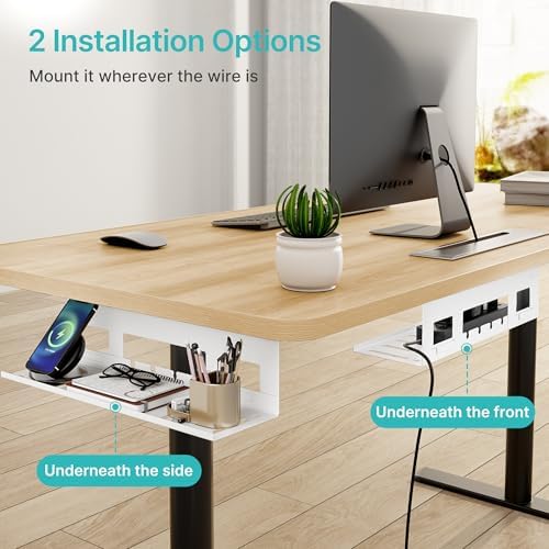 PEGZONE Under Desk Cable Management Tray, 15.7'' Screw-Mount Steel Rack