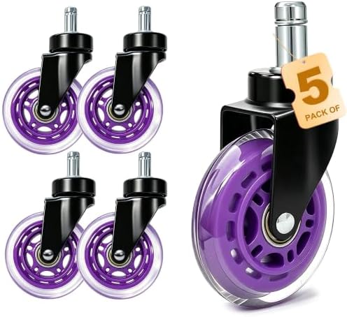 Rubber Caster Wheels Set of 5 – Replacement for Office Chairs