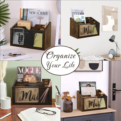 YINMIT Mail Organizer Countertop, 3-Slot Mail Holder for Desk