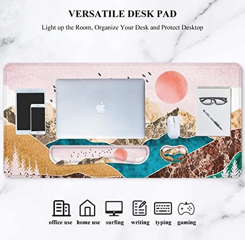 LATEEFAH Large Mouse Pad and Keyboard Wrist Rest, Desk Pad for Keyboard and Mouse, Extended Gaming Mouse Pad with Wrist Support, Waterproof Non-Slip Desk Mouse Mat for Office, Home