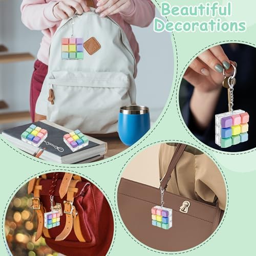 Keyboard Fidget Toy, Keyboard Fidget Keychain 9-in-1 Keyboard Decompression Button Finger Clicker Toys Stress Relief Fidget Gifts (9 Colors)
