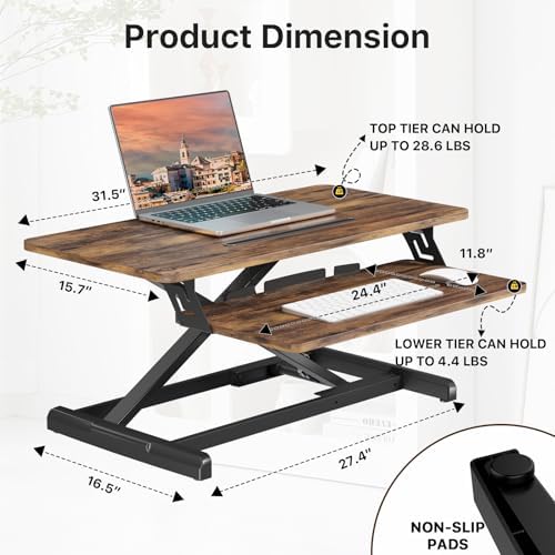 JOY worker Standing Desk Converter, 32" Height Adjustable Sit Stand Riser