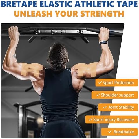 Precut Kinesiology Tape for Shoulder – 14 PCS Elastic Shoulder Support Tape, Waterproof & Breathable, Hypoallergenic Sports Tape for Pain Relief, Beige