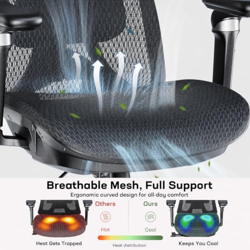 Marsail Big and Tall Mesh Ergonomic Office Chair with 6D Armrests