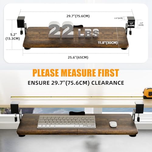 Keyboard Tray Under Desk, Keyboard Holder&Drawer with C-Clamp 25.6"x11.8"