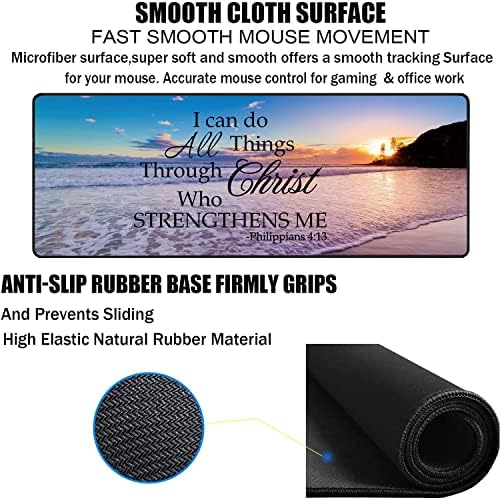 Large Gaming Mouse Pad, Keyboard Wrist Rest pad + Mouse Wrist pad + Coaster Set Extended Waterproof Non-Slip Table mat Suitable for Home Office Learning Games - Philippians 4-13