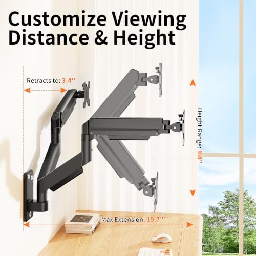 Single Monitor Wall Mount Monitor Arm, Fit 17-32" VESA 75/100mm