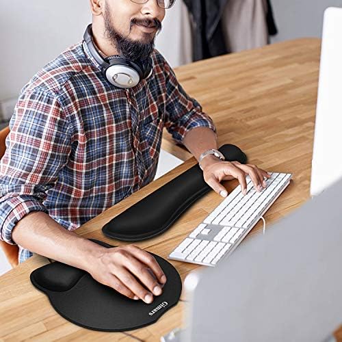 Gimars Upgrade Enlarge Superfine Fibre Soft Smooth Gel Ergonomic Mouse Pad Wrist Support and Keyboard Wrist Rest for Computer, Laptop, Mac, Gaming and Office, Durable, Comfortable and Pain Relief