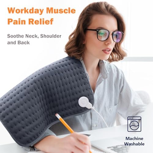 Heating Pad for Back, Neck & Shoulders, Soft Electric Heating Pad with Moist & Dry Heat, Auto-Off, Machine Washable, Birthday Gifts for Women Wife Mom Her (Rock Gray, 20"x24")