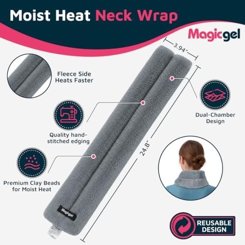 Magic Gel Microwave Heating Pad for Neck and Shoulder Pain Relief, Moist Heat Neck Warmer with Clay Beads, Soft Heated Neck Wrap for Stiff Neck, Muscle Tension & Hot Compress Therapy