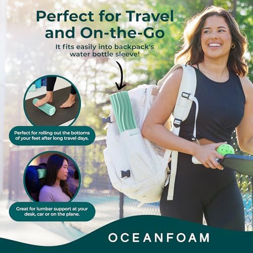 Oceanfoam Ripple Roller - Small Foam Roller for Physical Therapy (Seafoam)