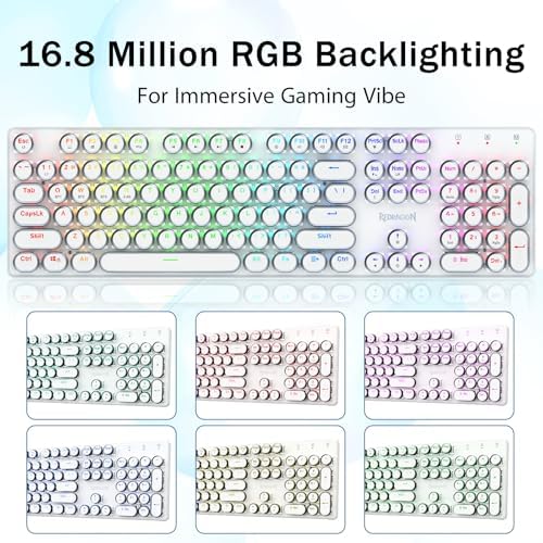 Redragon K710 Wireless Typewriter Mechanical Gaming Keyboard, White