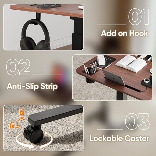 Monomi 28" Mobile Standing Desk with Drawer,Height Adjustable,Walnut
