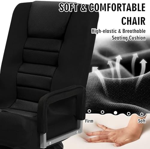 Swivel Floor Gaming Chair w/Armrests, Folding Video Reclining Sofa w/6 Adjustable Position, Padded Backrest & Cushion, Lazy Lounger Couch for E-Sports, Reading, Relaxing, Watching TV, Black