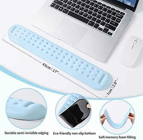 Univo Colors Light Blue Superfine Memory Foam Keyboard Wrist Rest Soft Gel Ergonomic Wrist Support Pad for Computer, Laptop, Office, Gaming, Typing