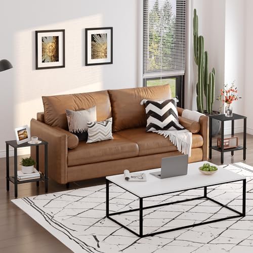 HOOBRO End Tables Set of 2, Small Side Tables with 2-Tier Storage Shelves