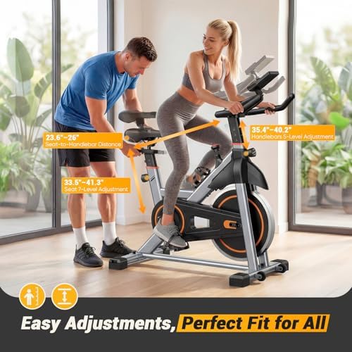NEWBULIG Exercise Bike with APP, Stationary Bikes for Home, Workout Bike for Adults & Seniors, Cycle Machine, Adjustable Height and Resistance, Low Noise, 265lbs Weight Capacity, Easy Assembly