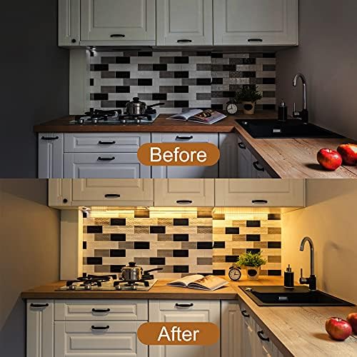 JUSJUBR Under Cabinet Lighting, 2pcs 12" 3000K Dimmable LED Closet Light, USB Plug, Memory Function, Linkable Cabinet Light Bar for Kitchen, Plug-in Workbench Light, Super Slim LED Light Bar for Room