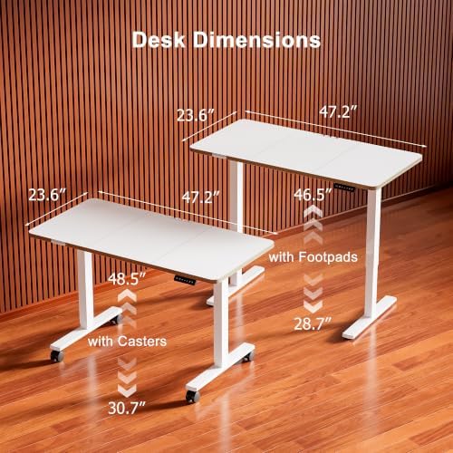 48 Inch Standing Desk with Wheels, USB-C Port, Cable Management
