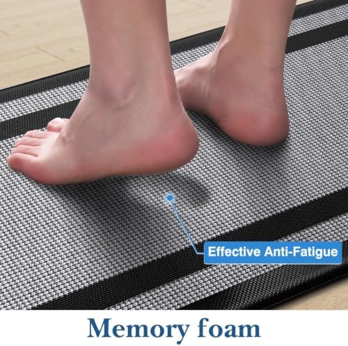 LuxStep Kitchen Mats [2 PCS] Cushioned Kitchen Rugs Anti-Fatigue Floor Comfort Mat,Non-Slip Standing Desk Mat,Waterproof Kitchen Rug Set for Kitchen,Floor,Office,Classic Black