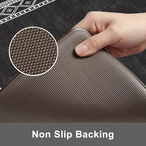 KIMODE Anti Fatigue Kitchen Mats,Black Farmhouse Kitchen Rugs Sets of 2