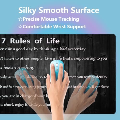 7 Rules of Life Inspirational Quote Large Mouse Pad, Rustic Wood Desk Mat