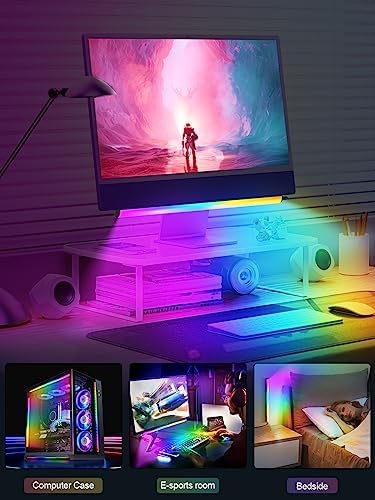 KANTUTOE Monitor Down Light Bar, RGB Screen Desk Light PC, Dimmable LED Dynamic Rainbow Effect, Adjustable Brightness, Speed and Music, Remote Control Color Change, for Game Room