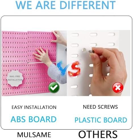 MULSAME Pegboard Combination Kit, 25.2" x 25.2" Wall Mounted Storage Set with 4 Pegboards & 20 Accessories Hanging, Peg Boards Organizer