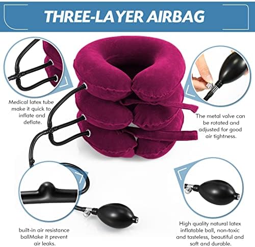 Jaximy Neck Stretcher, Neck Traction Device for Neck Pain Relief (Rose Red)