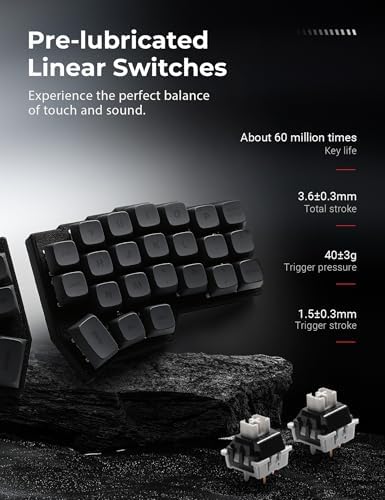 YIVU 40% Corne Wireless Split Keyboard, QMK/VIALProgrammable, Columnar-Staggered Ergonomic Layout, Hot Swappable Standard Profile MX Linear Switches, PBT Keycaps