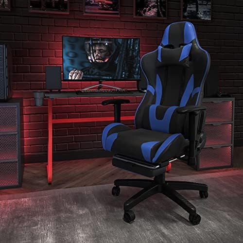Flash Furniture LeatherSoft Reclining Ergonomic Gaming Chair, Blue