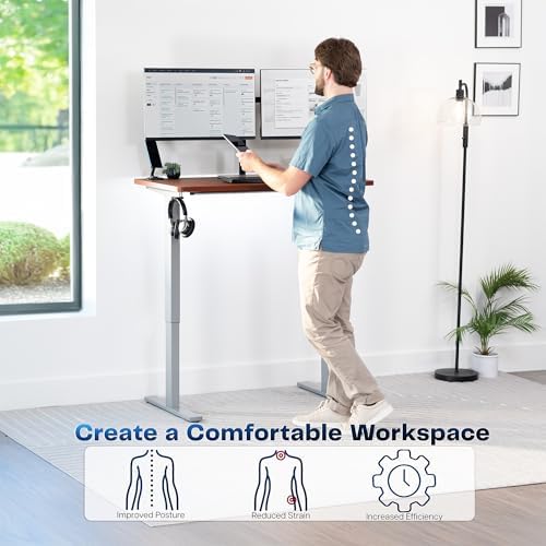 VIVO Dark Walnut 43 x 24 in Standing Desk, DESK-KIT-1G4D