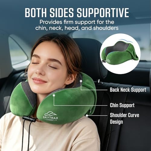SkytraxComf® Travel Neck Pillow with Hood for Privacy on Long Flights