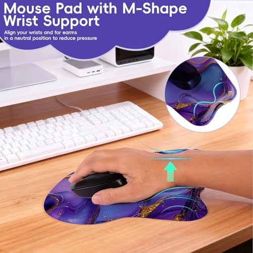 Upgrade Ergonomic Mouse Pad,Non Slip Mousepad Wrist Rest Support for Office, Computer, Laptop & Mac(B-Art Purple Marble)