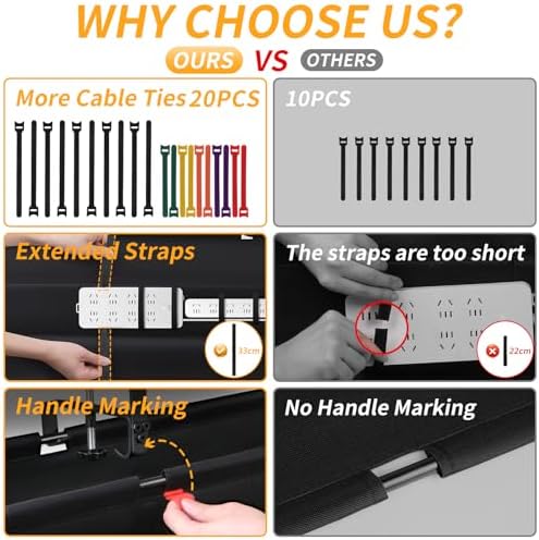 Under Desk Cable Management Tray No Drill,36Inch Cable Management,Black