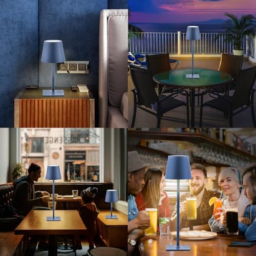 CHLORANTHUS 2 Pack Cordless Table Lamps, 3 Colors Stepless Dimming, 5000mAh Rechargeable Battery LED Desk Lamp for Bedroom/Couple Dinner/Desk/Cafe/Dining Room/Terrace