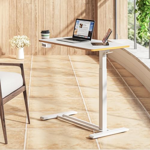 SANODESK 32'' Mobile Standing Desk with Hidden Wheels,Pneumatic Laptop Desk