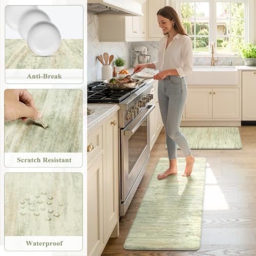 KIMODE Kitchen Mats for Floor Cushioned Anti Fatigue,Green Padded Floor Mat