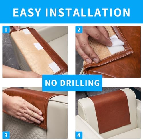 Non Slip Recliner Headrest Protector Washable Faux Leather Headrest Covers for Recliner Chair Waterproof Couch Head Rest Covers for Sofa,Furniture,Office Chair,Theater Seat