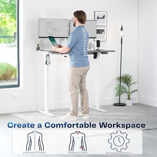 VIVO Dark Gray 55 x 28 in Standing Desk, DESK-KIT-1W55G