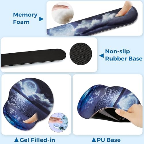 Mouse Pad and Keyboard Wrist Rest Support,Ergonomic Mouse Pad Set