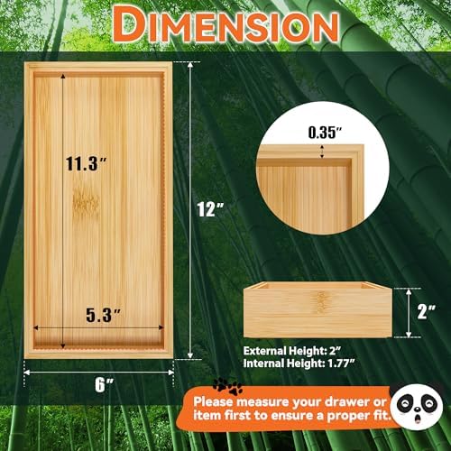 Lixple Bamboo Kitchen Drawer Organizer, 2 Pack, 12" x 6" x 2"
