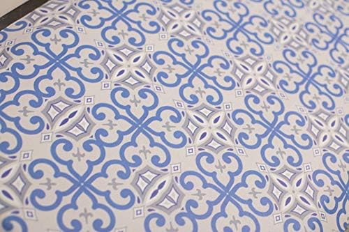Mabel Home Anti Fatigue Floor Mat- 3 Size(20x32 & 20x39 & 24x70),16 Colors - Standing Desk Mat-Kitchen Floor Mat-Stain ResistantHome Non-Slip Bottom, Extra Soft (Blue&Pattern, 20" x 32")