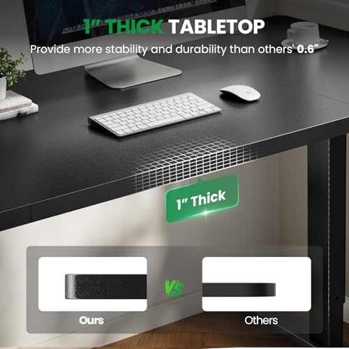 SIAGO Black 71x30 in Standing Desk, 1 Inch Thick Tabletop, Double Frame