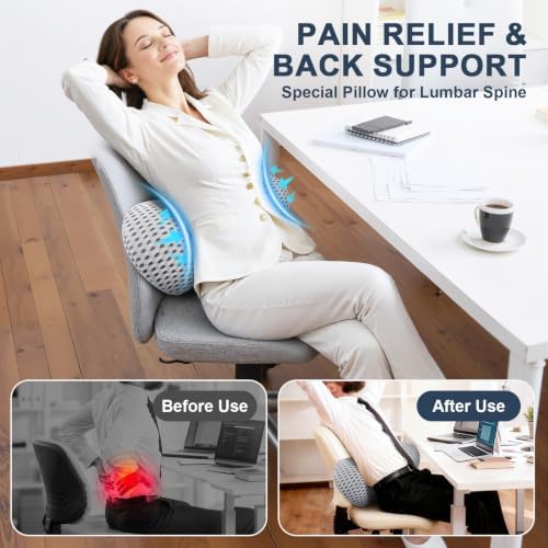 Lumbar Support Pillow,Ergonomic Memory Foam Lumbar Pillow for Chairs Gray