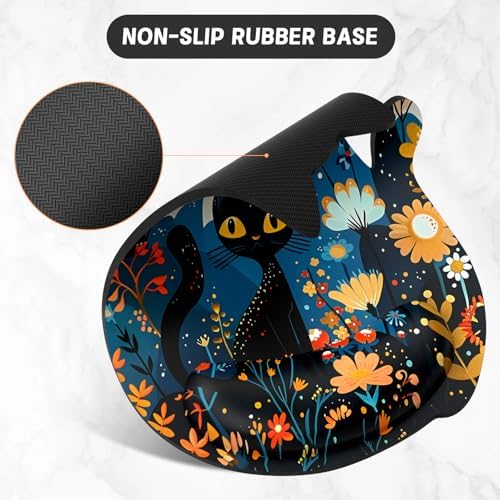 Ergonomic Mouse Pad with Wrist Rest, Cute Cat Memory Foam Padded Pain Relief Non-Slip Wrist Support Mouse Mat for Gaming Work Computer Laptop, Funny Office Supplies Desk Accessory, Cute Cat