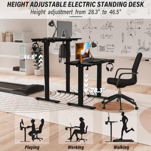 Kingant Standing Desk, 32x24 Inch Electric Height Adjustable Computer Desk