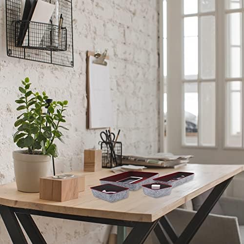 Welaxy Burgundy Felt Drawer Organizers 8pc Desk Tray Dorm Room Decor Bin