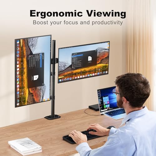 Suptek Dual Monitor Desk Mount, Adjustable Dual Monitor Arm for 2 Computer Screens up to 27 inch, Extra Tall 31.5" Pole Dual Monitor Stand for Desk, Holds up to 22 lbs(MD6842)