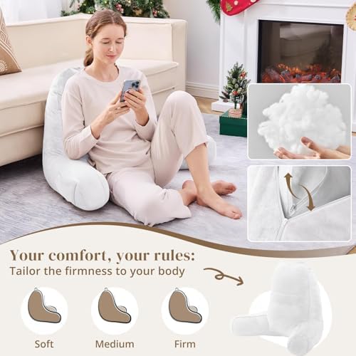 Sasttie Reading Pillow for Bed, Back Pillow for Sitting Up, White